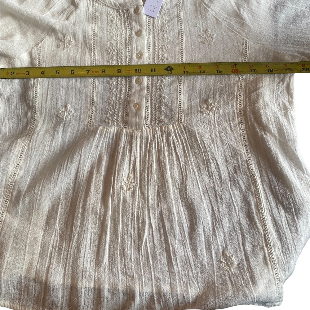 House of Harlow Cream Peasant Style Embroidered Top - Picture 8 of 11